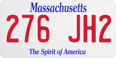MA license plate 276JH2
