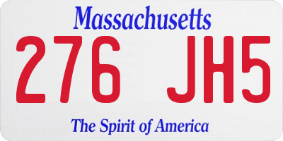 MA license plate 276JH5
