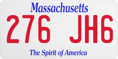 MA license plate 276JH6