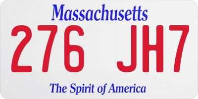 MA license plate 276JH7