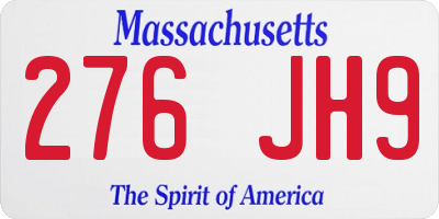 MA license plate 276JH9