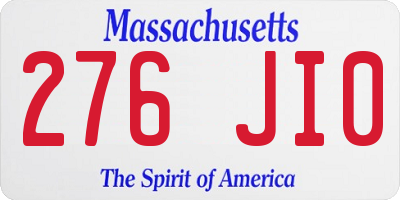 MA license plate 276JI0