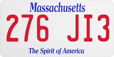 MA license plate 276JI3