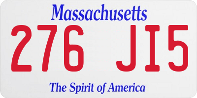 MA license plate 276JI5