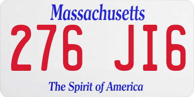 MA license plate 276JI6