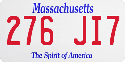 MA license plate 276JI7