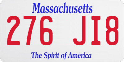 MA license plate 276JI8