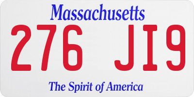 MA license plate 276JI9