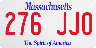 MA license plate 276JJ0