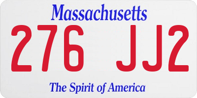 MA license plate 276JJ2