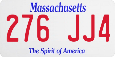 MA license plate 276JJ4