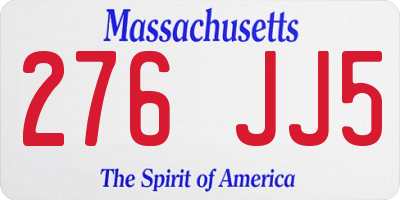 MA license plate 276JJ5