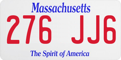 MA license plate 276JJ6