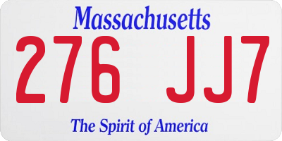 MA license plate 276JJ7