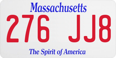 MA license plate 276JJ8