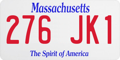 MA license plate 276JK1