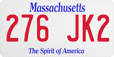 MA license plate 276JK2