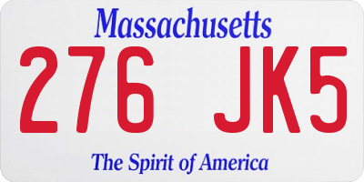 MA license plate 276JK5