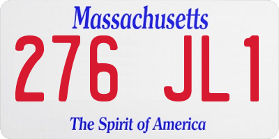MA license plate 276JL1