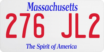 MA license plate 276JL2