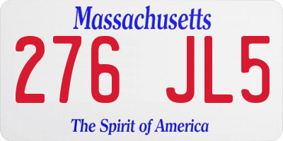 MA license plate 276JL5
