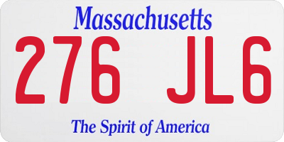 MA license plate 276JL6