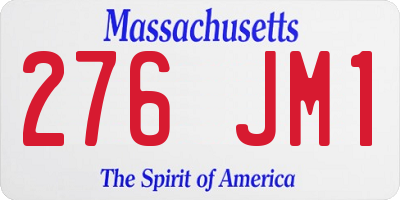 MA license plate 276JM1