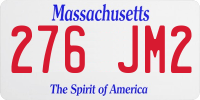 MA license plate 276JM2