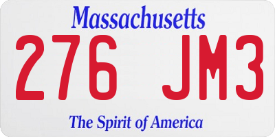 MA license plate 276JM3