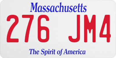 MA license plate 276JM4