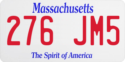 MA license plate 276JM5