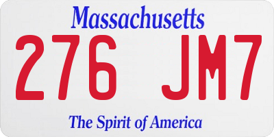 MA license plate 276JM7