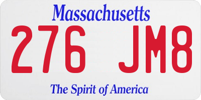 MA license plate 276JM8