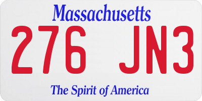 MA license plate 276JN3