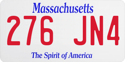 MA license plate 276JN4