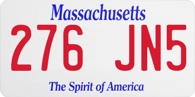 MA license plate 276JN5