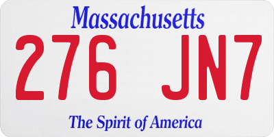 MA license plate 276JN7