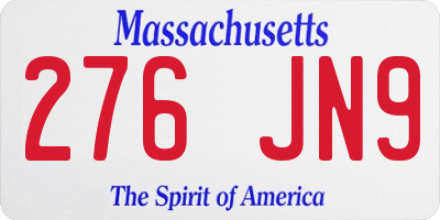 MA license plate 276JN9
