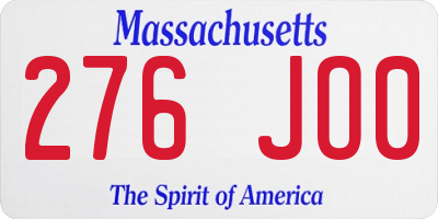 MA license plate 276JO0