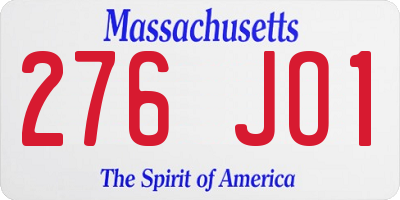 MA license plate 276JO1