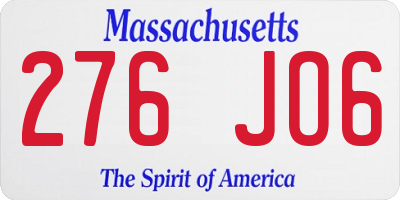 MA license plate 276JO6