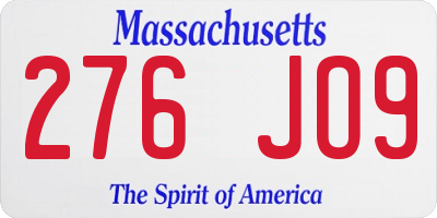 MA license plate 276JO9