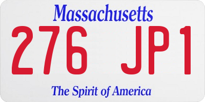 MA license plate 276JP1