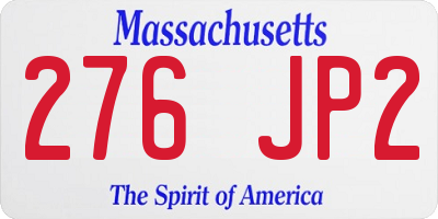 MA license plate 276JP2