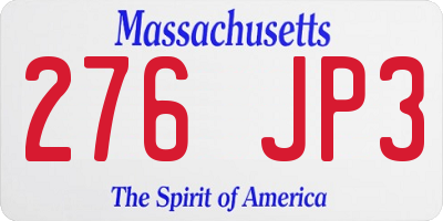 MA license plate 276JP3