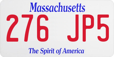 MA license plate 276JP5