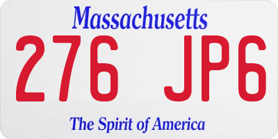 MA license plate 276JP6