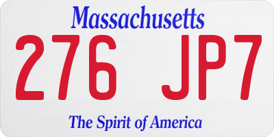 MA license plate 276JP7