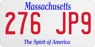 MA license plate 276JP9