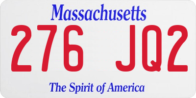 MA license plate 276JQ2